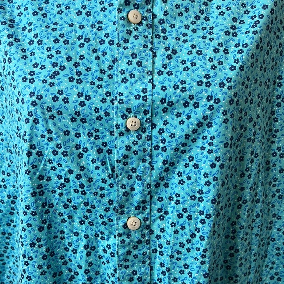 CROWN and IVY Mens Blue Floral Collared Button-Down Large Shirt - Picture 6 of 10